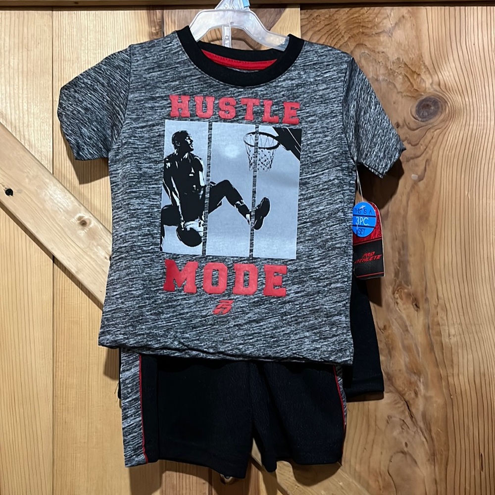 NWT 3PC Pro Athlete Sz 12 mo tee shirt muscle shirt and short set